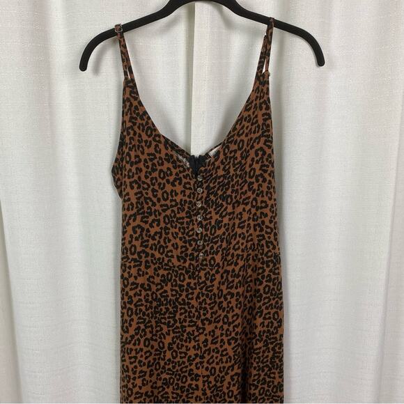 American Eagle Brown Leopard Print Wide Leg Cropped Jumpsuit Sz.M NWT - Picture 5 of 15